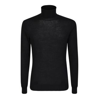 Dell'Oglio Turtlenecks, male, Blue, Size: XL Blue Knit High Neck Pullover