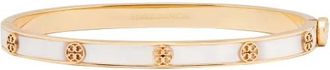 Tory Burch Draagbare Hinge Armband met Dunne Moeder van Parel - Dames - Armbanden - Wit - S - Accessoires