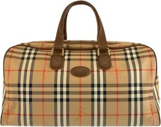 Burberry Pre-owned Borsa Boston in Tela e Pelle con Check - - Pre-owned - Donna - Beige - ONE SIZE