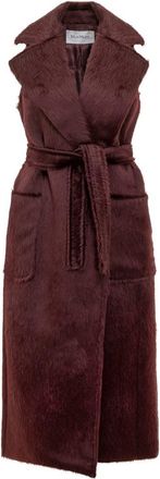 Max Mara Max Mara Bordeaux Wool Long Vest With Belt
