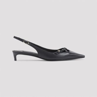 Dolce & Gabbana Womens Dg Logo Slingback - Black Leather - Size 37.5 EU/IT