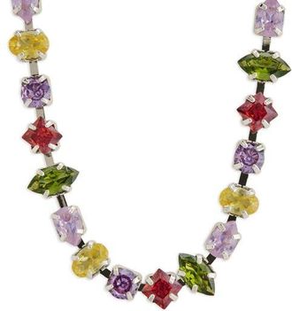 Sterling Forever Colorburst Cubic Zirconia Tennis Necklace in Silver at Nordstrom