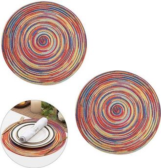 OEM Mantel Individual De 2 Piezas, Mantel Individual Tejido, Mantel Individual Redondo, Decoraci&oacute;n De Mesa, Material Suave, 3838cm, Mesas, Colorido