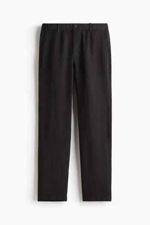 H&M Hose aus Leinenmix in Regular Fit - Schwarz