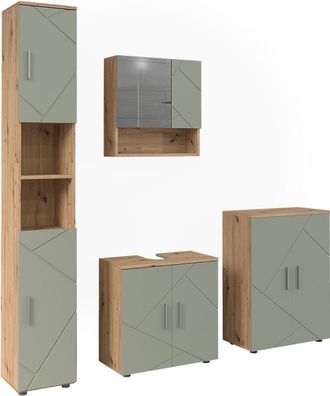 Vicco Conjunto De Muebles De Ba&ntilde;o Irma, Verde Salvia, 4 Partes, Vicco