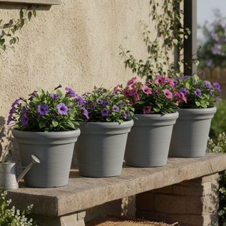 Dmora Objetos Townley, Set De 4 Jarrones, Color Estructura Made In Italy, Material Estructura, Gris