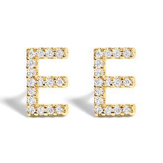 House of Brilliance 10K Gold 1/10 Cttw Diamond Initial A to Z Stud Earring