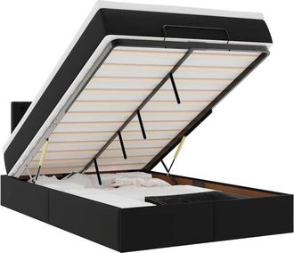 vidaXL Estructura Cama Otomana Colch&oacute;n Cuero Sint&eacute;tico Negro 120x200cm Vidaxl