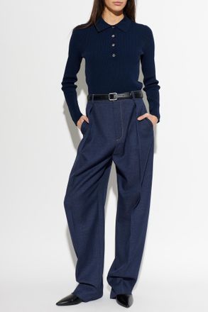 Michael Michael Kors Long-sleeve Polo, Womens, Navy Blue