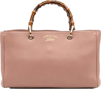 Gucci Pre-owned Womens Bamboo Tote Bag - Rose Gold Leather - One Size