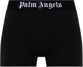 Palm Angels Korte Broeken, Dames, Zwart, L, Logo Shorts
