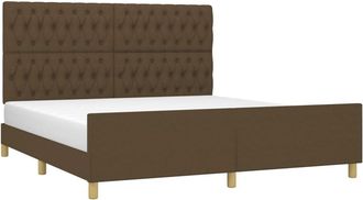 vidaXL Cama Sin Colch&oacute;n De Tela Marr&oacute;n Oscuro 180x200 Cm Vidaxl