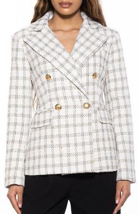 Alexia Admor Double Breasted Jacket in Ivory Plaid at Nordstrom Rack, Size 10