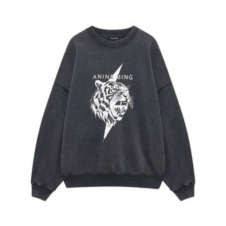 Anine Bing Sweatshirts, female, Gray, Size: XS Miles Tiger Sweatshirt
