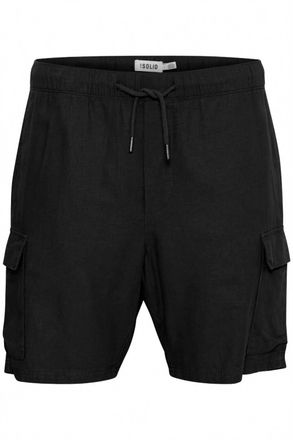 Solid Mens Aurelius Linen Cargo Shorts In True Black