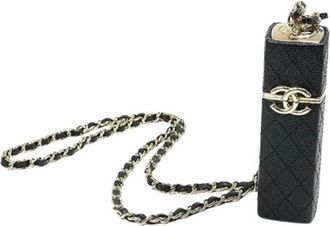 Chanel Pre-owned Mini Bags, female, Black, Size: ONE SIZE Pre-owned Vintage Lipstick Case