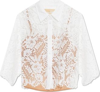 Michael Kors Lace Shirt - Dames - Overhemden - Wit - L - Overhemden