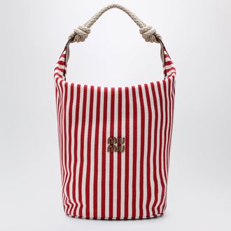 Miu Miu Striped canvas bag in Red/Cognac
