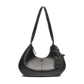 Ganni Bolso Hobo Mediano Negro con Cordones - Bags - Mujer - Negro - ONE SIZE