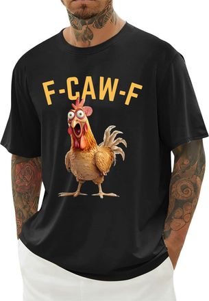 Generic F-Caw-F Funny Chicken Humor T-Shirt, f caw f t Shirt Lightweight Casual Tee, f-caw-f Tshirt Classic Fit, Quirky Rooster Design for Men and Women, f ca