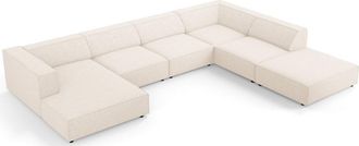 BLOOMINGLOFT 7-Sitzer Design Panorama Sofa Ardenal mit langer Seite rechts, Chenille-Bezug