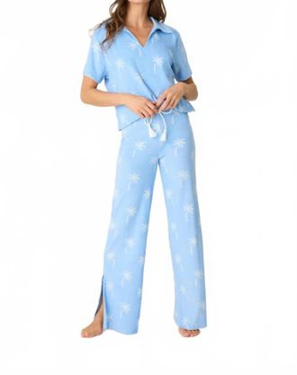 PJ Salvage Cabana Palm Short Sleeve Tee In Bright Blue