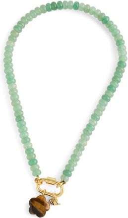 Madewell Snail Carabiner Beaded Necklace in Antique Jade at Nordstrom