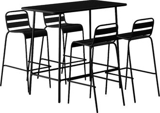 Vente-Unique Sal&oacute;n de jard&iacute;n de metal de comedor alto: una mesa de 120 cm y 4 sillas - Negro - MIRMANDE de MYLIA