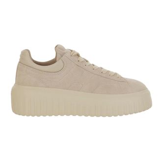 Hogan Sneakers, female, Beige, 7 UK, Beige Suede Leather Lace-up Trainers