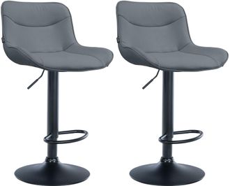Clp Juego De 2 Taburetes De Bar Vonore En Polipiel Gris Negro