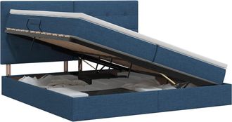 vidaXL Cama Con Almacenamiento Y Colch&oacute;n Azul 200 X 200 Cm Tela Vidaxl
