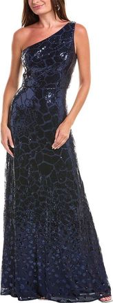 Rene Ruiz One-Shoulder Sequin Column Gown