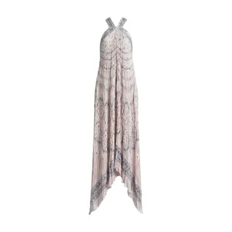 Alberta Ferretti Printed Long Gown with Open Back - female - Alberta Ferretti - Gowns - Pink - S - Dresses
