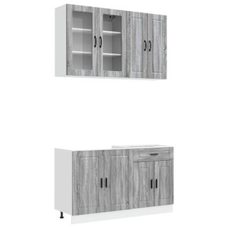vidaXL Unidad De Cocina Porto 4 Uds. Sonoma Gris Madera De Ingenier&iacute;a Vidaxl