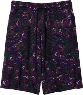Burberry Cherry Embroidered Cotton Silk Shorts, Size X-Small