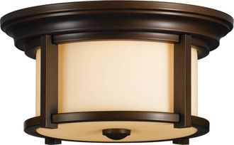 Netlighting Merrill 2 Light Outdoor Flush Mount Ceiling Light Heritage Bronze IP44 E27