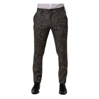 Dolce & Gabbana Wool Plaid Skinny Dress Trouser Trousers - male - Dolce & Gabbana - Suit Trousers - Brown - M - Trousers