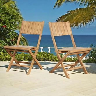 Wanda Collection Wanda Collection - Conjunto De 2 Sillas De Jard&iacute;&shy;n Plegables De Teca Tosca