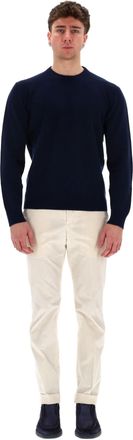 Herno Wool-Cashmere Crewneck Sweater with Suede Patches