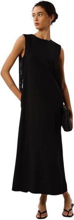 Whistles Back Fringe Detail Midi Dress in Black at Nordstrom, Size 12