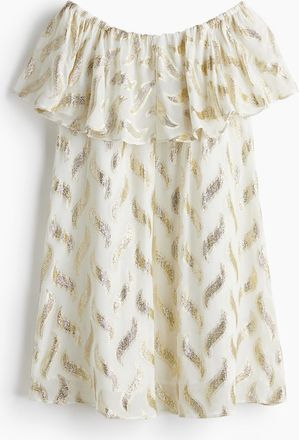 H&M Off-Shoulder-Kleid aus Jacquardstoff - White
