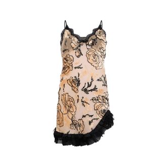 Roberto Cavalli Party Dresses, female, Pink, Size: S Floral Devor&eacute; Silk Dress Mini