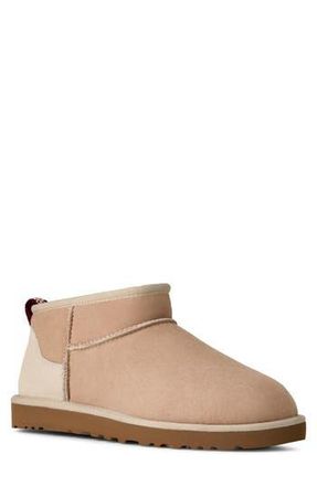 UGG Classic Ultra Mini Genuine Shearling Boot in Driftwood /Biking Red at Nordstrom Rack, Size 11