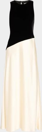 Tanya Taylor Vivian Sleeveless Two-Tone Velvet & Satin Gown