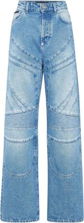 Philipp Plein Skater Fit Denim Broek Racing - Dames - Loose Fit Jeans - Blauw - W30 - Denim - Jeans