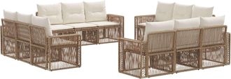 vidaXL Conjunto De Sof&aacute;s De Jard&iacute;n 12 Uds. Beige Y Blanco Crema Vidaxl