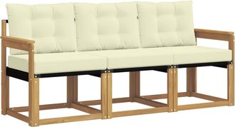 vidaXL Conjunto De Sof&aacute;s De Exterior 3 Uds. Blanco Y Crema Vidaxl