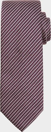 Brioni Mens Bicolor Chevron Silk Tie