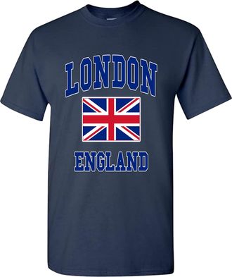 Generic London Great Britain UK Flag T-Shirt Trending Great Britain Novelty Design Adult & Kids Unisex Tee Top (Navy, 3XL)