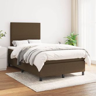 vidaXL Vidaxl - Cama Box Spring Con Colch&oacute;n Tela Marr&oacute;n Oscuro 120x200 Cm